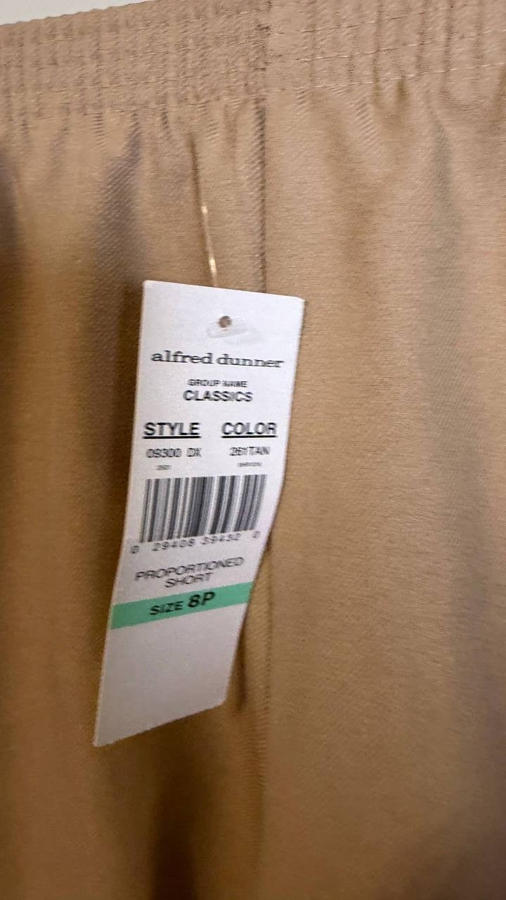 Alfred Dunner Women’s Classics Average Length Pant Tan 8P $39.50 NWT