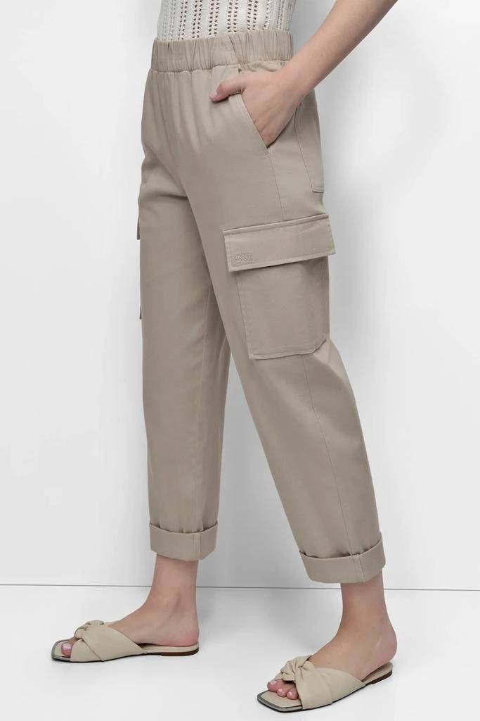 DKNY High-Rise Cargo Jogger Pants Women Pebble Beige Size L NWT Cotton New