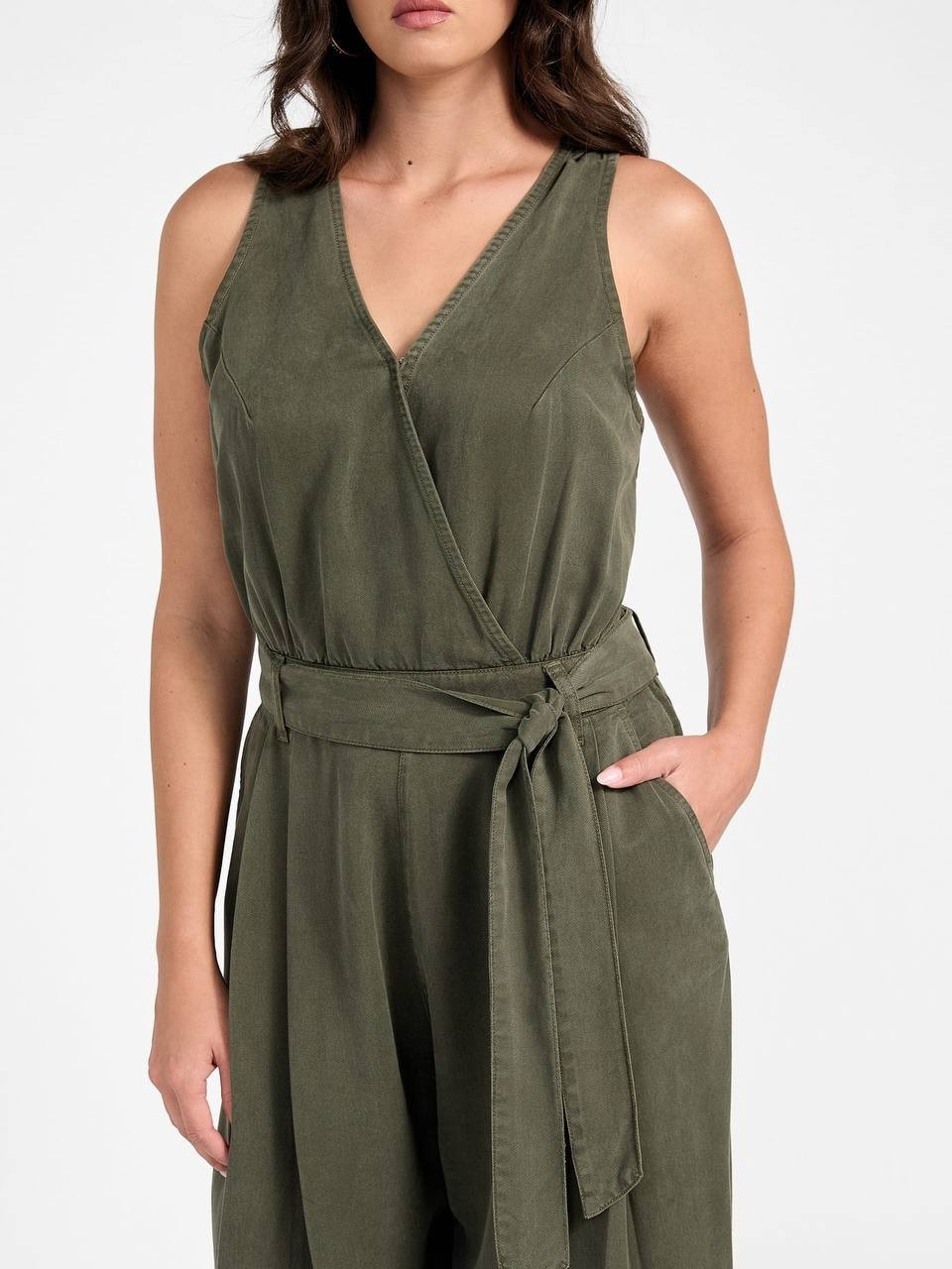 Guess Eco Madelyn Sleeveless Belted Jumpsuit Green XL NWT Chic msrp$178