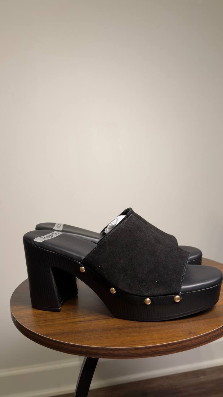Rag  &  Co  High  Block  Heel  Clogs  Black   8.5  New  $72