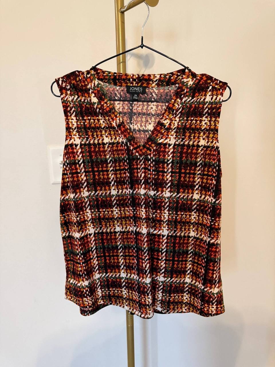 Jones New York Printed Pleat‑Front Moss Crepe Top PS NWOT Multicolor MSRP$49.95