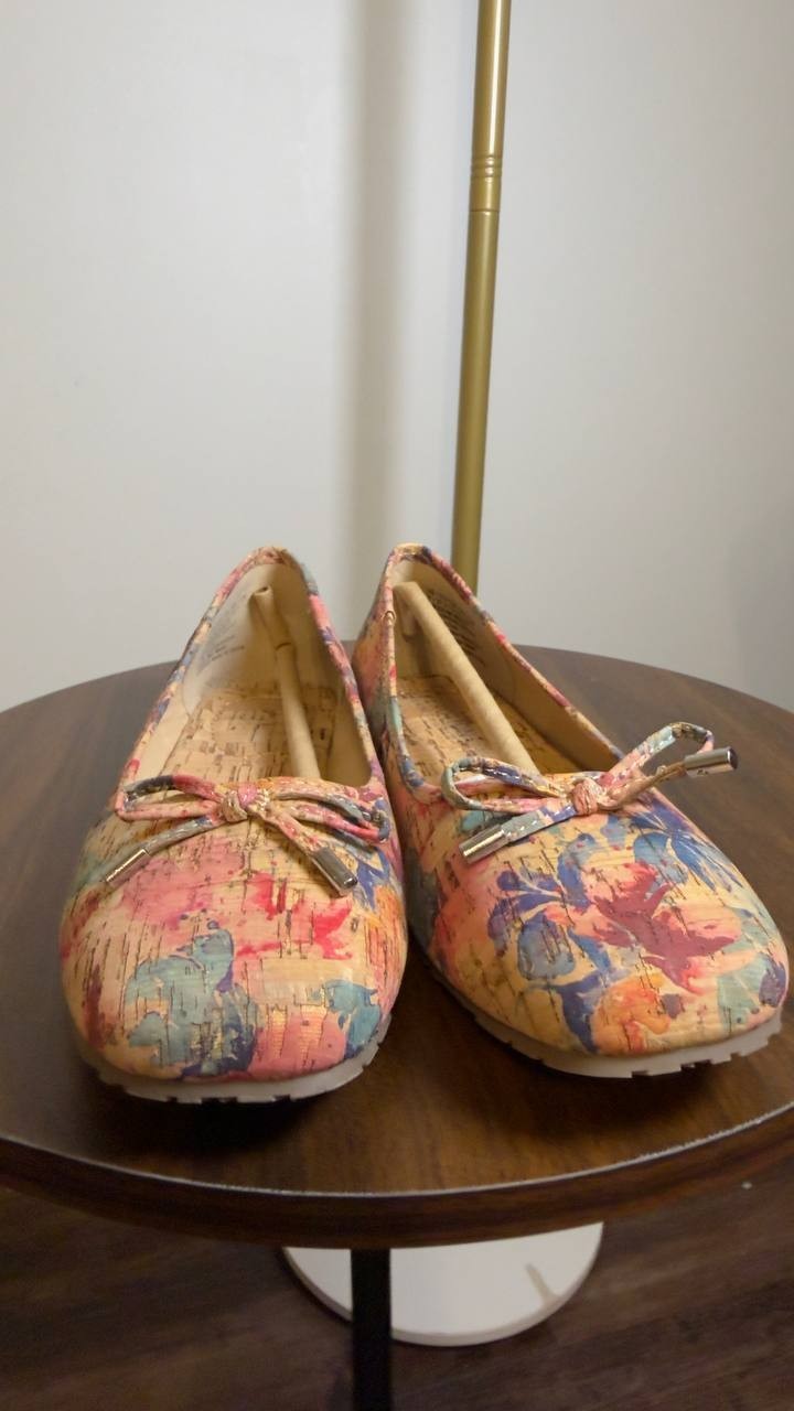 Reaction  Kenneth  Cole  Ballet  Flats  Pansy  Floral  Cork  7  M  New  $69