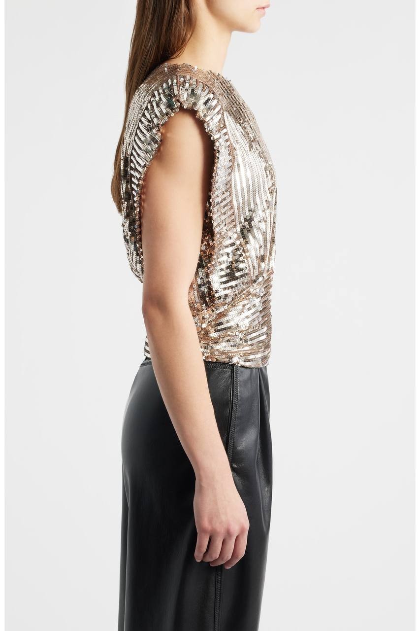 BOSS Illana Sequin Crop Top Orange Size 6 NWT $149