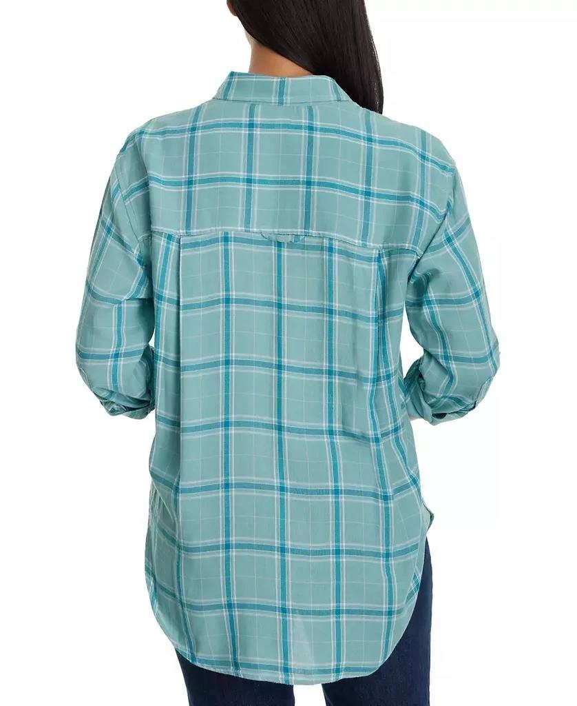 Gloria Vanderbilt Amanda Roll-Tab Shirt Aquifer Plaid Size M $48 –Casual Classiс