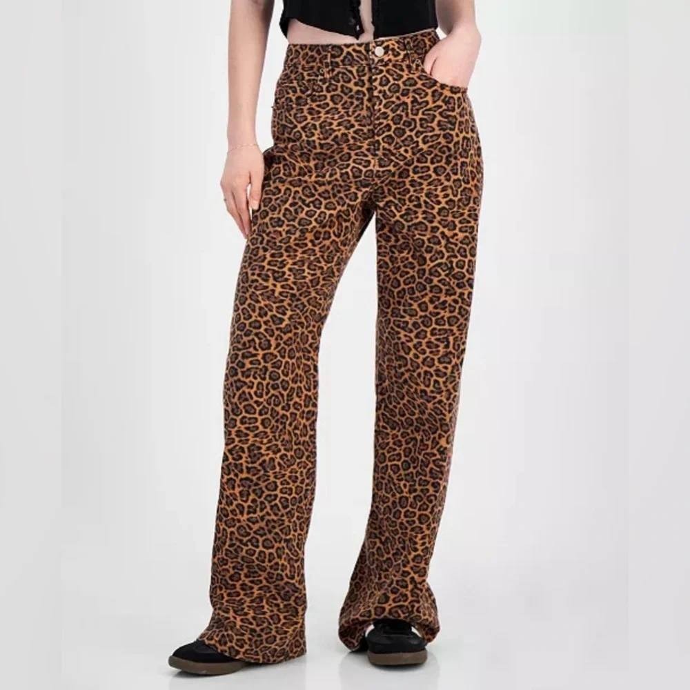 Tinseltown Juniors’ Animal‑Print Wide‑Leg Jeans Leopard 0 NWT $46