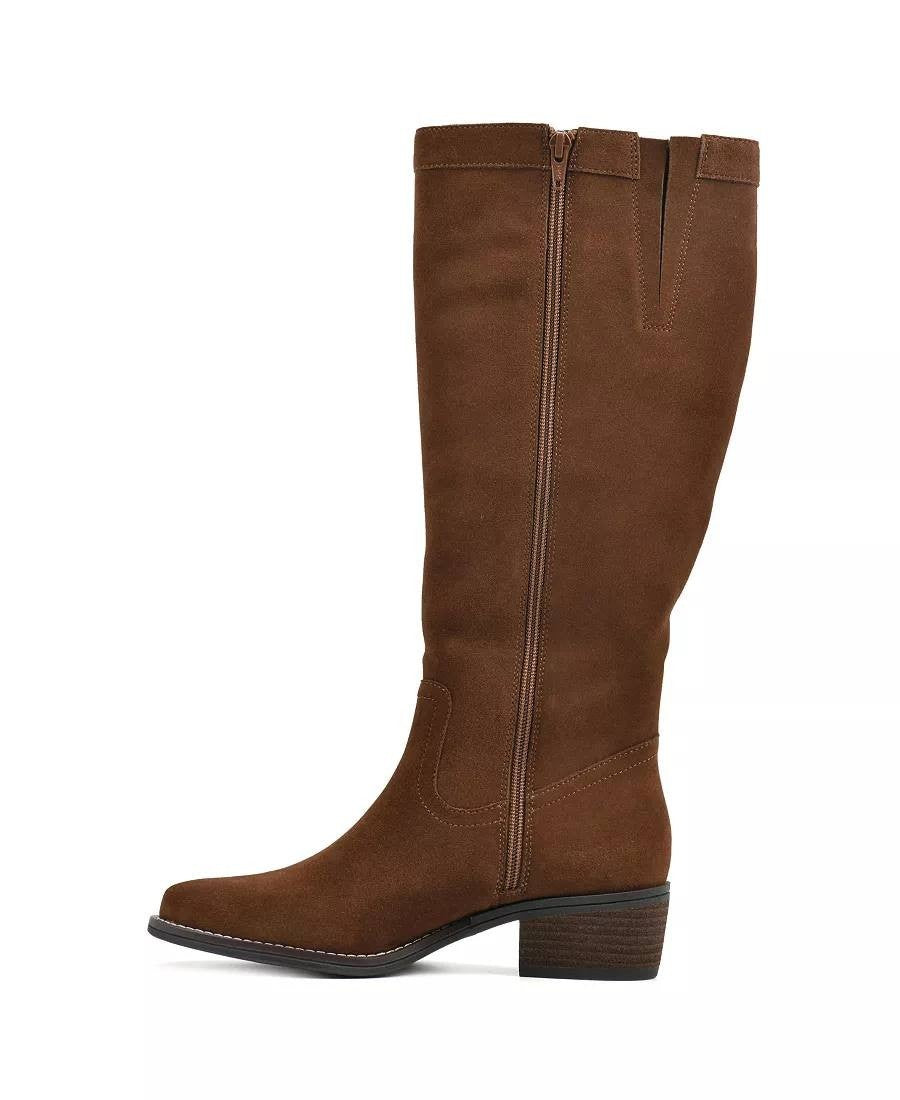 White Mountain Altitude Boots 7W Hazel Suede Knee‑High  Zip NIB msrp$149