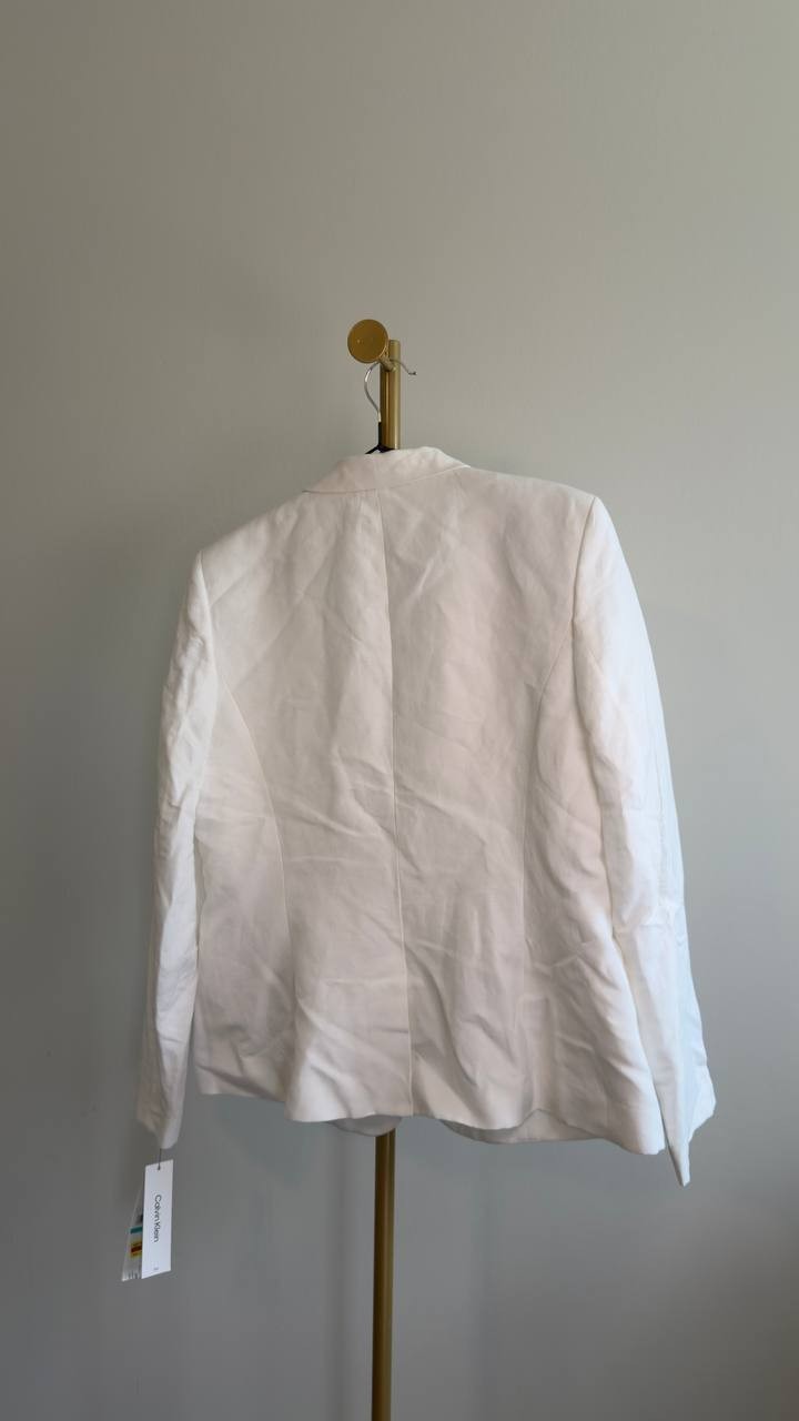 Calvin Klein Linen Blend Blazer White 16 NWT $169