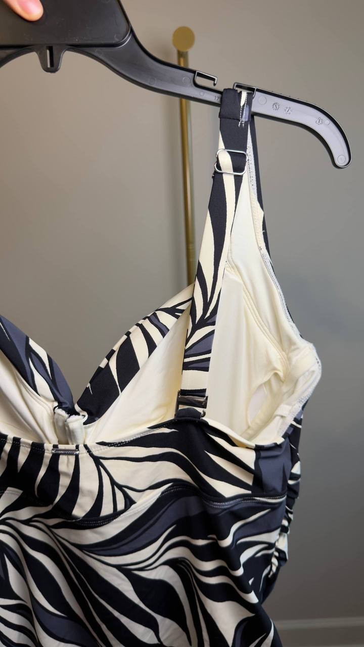 Anne Cole Plus Palm Chic Drape Front Underwire Swim Top Multi 18W NWOT $92