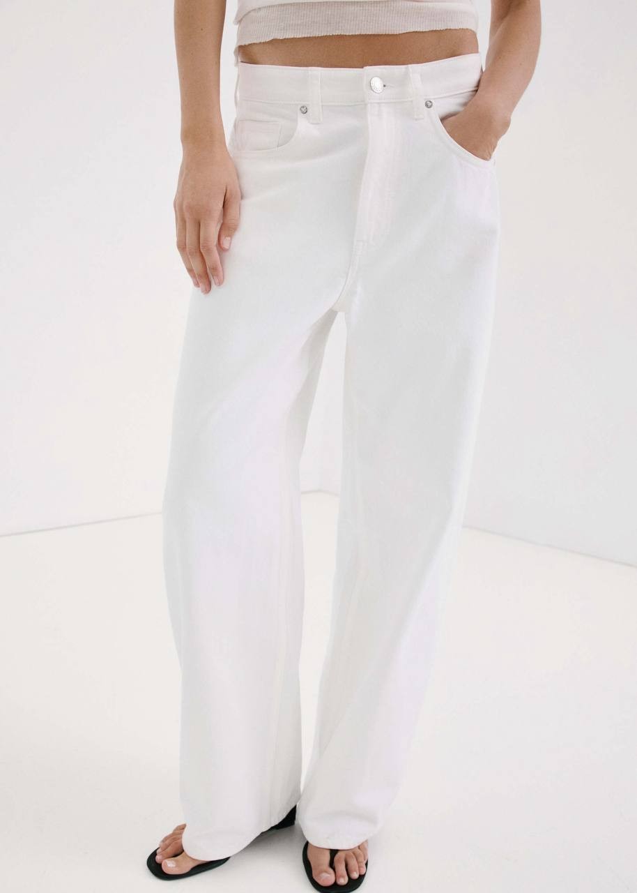 Mango Mid‑Rise Balloon Jeans White 4 NWT $70