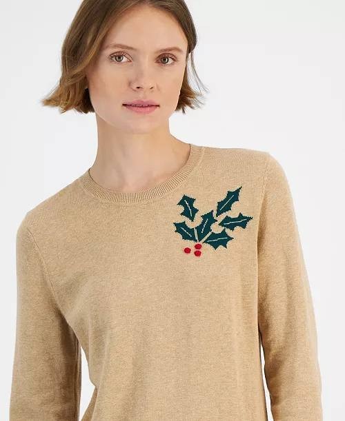 Tommy Hilfiger Holly Crewneck Cotton Sweater Sand XL NWT $69.50