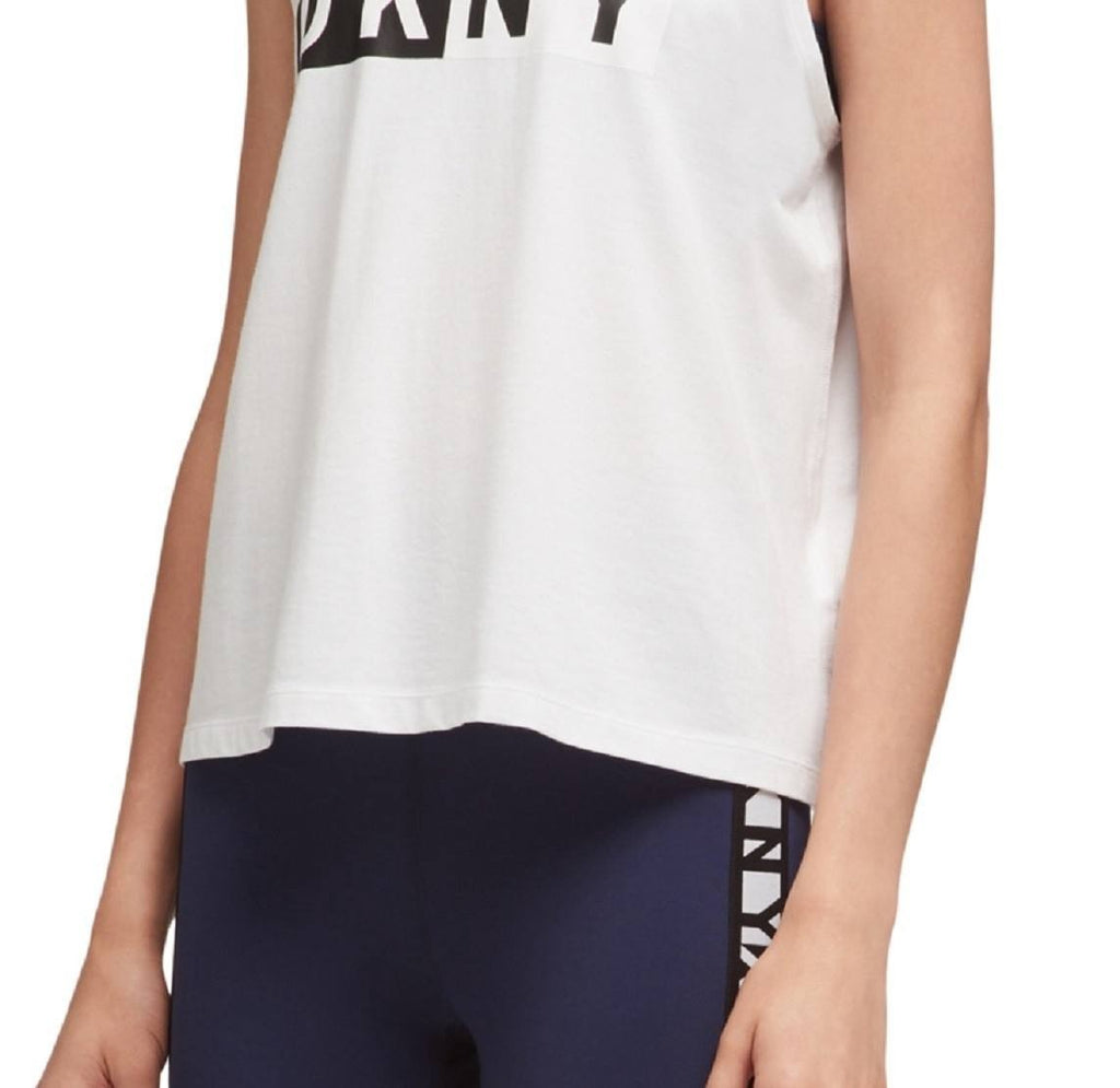 DKNY Sleeveless Logo Tank Top-White-XS-NWOT