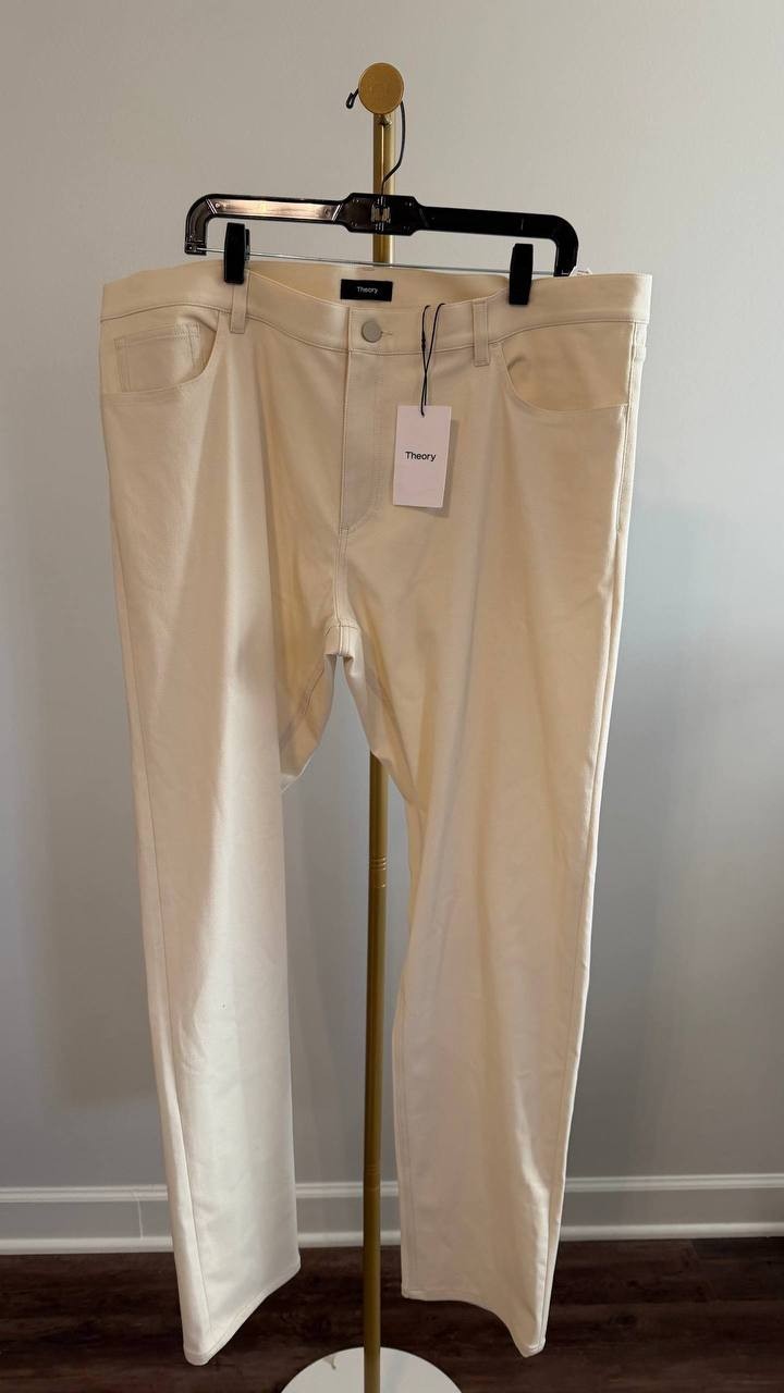 Theory Men’s Raffi 5‑Pocket Neoteric Twill Trousers Limestone 40 $195 NWT