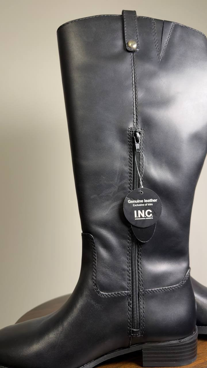 I.N.C.  Riding  Boots  Black  Leather  9W  XWC  New  $189.90