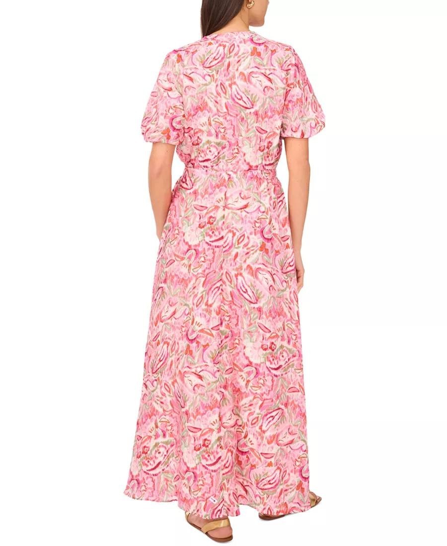 Vince Camuto Printed Puff‑Sleeve Maxi Dress – Size L – NWT – $109