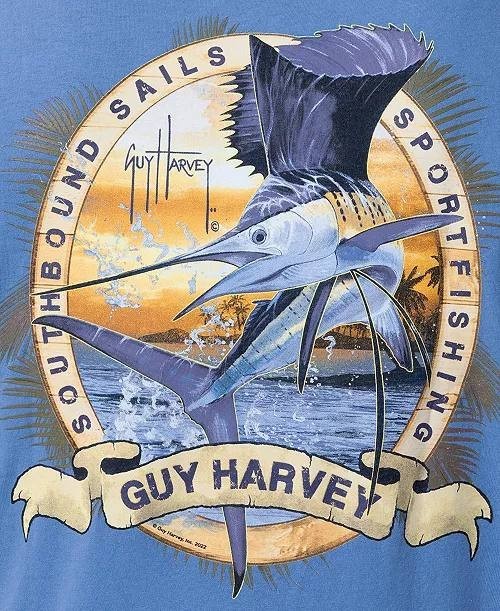 Guy Harvey Men’s Southbound Sails Graphic Pocket T‑Shirt White S/P $28 NWOT