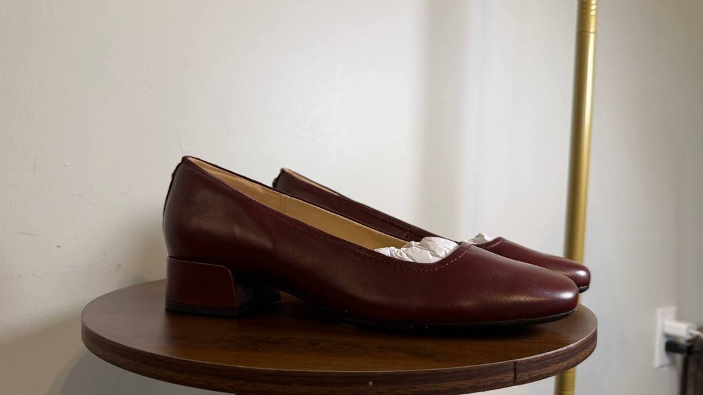 Easy Spirit Jain Pump Leather Block Heel Dark Red Women’s 8M NWB $99
