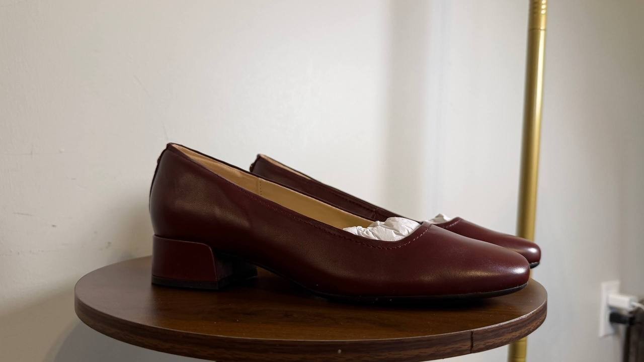 Easy Spirit Jain Pump Leather Block Heel Dark Red Women’s 8M NWB $99
