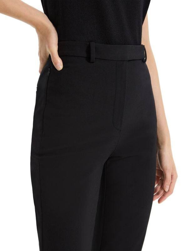 Theory High-Rise Tapered Cotton-Blend Pants – Black – Size 00 –MSRP 245$