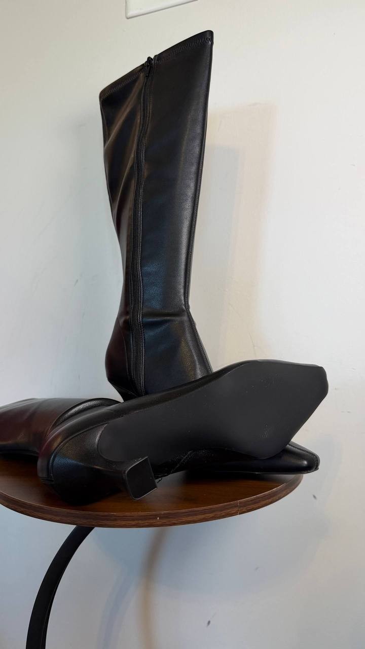 Steve Madden Flute Wide Calf Knee High Dress Boots Black 11M Man‑Made $129 NWB