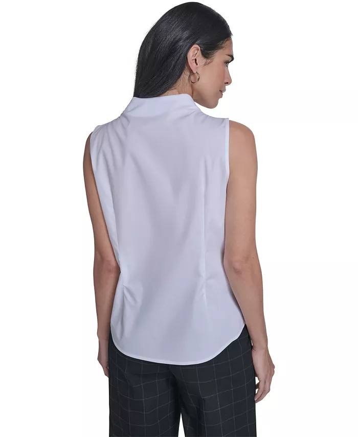 Calvin Klein Women’s Sleeveless Button‑Down Poplin Top White L NWT $99
