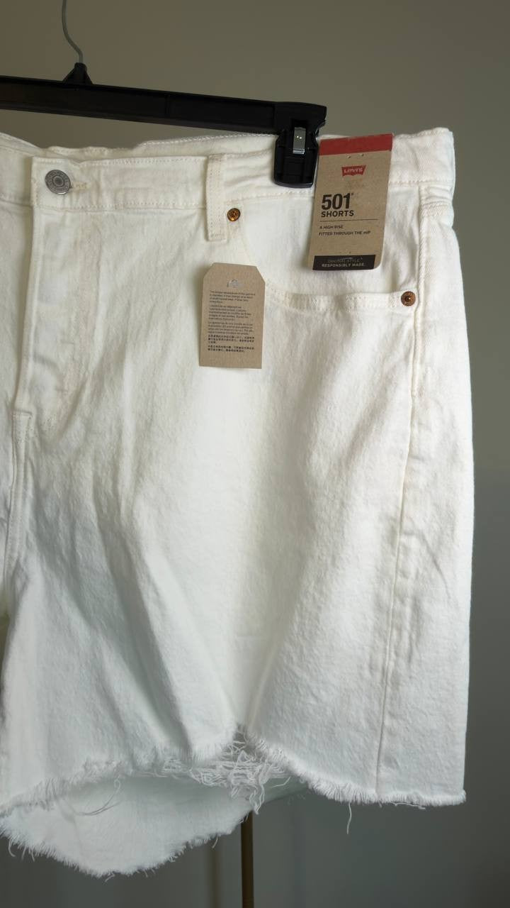 Levi’s 501 Original High Rise Shorts White Plus Size 20W NWT $69.95