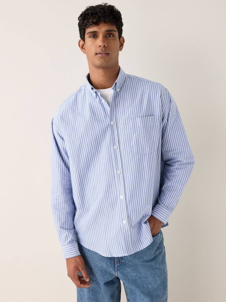 HUGO Men’s Blue Striped Shirt 100% Cotton Modern Fit M $171 NWT