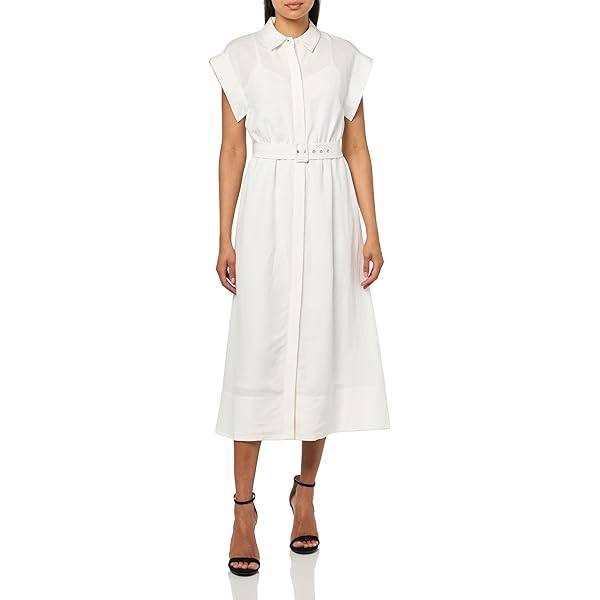 Anne Klein Women’s White Belted Drop-Sleeve Shirtdress Size 8 NWT $169
