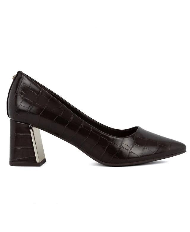 Jones New York Block Heel Pumps 7.5M Black Croco Faux Leather MSRP $69.90