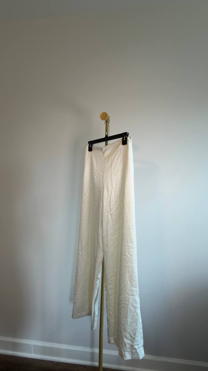 Guess Satin Wide Leg Pants White XS NWOT $139