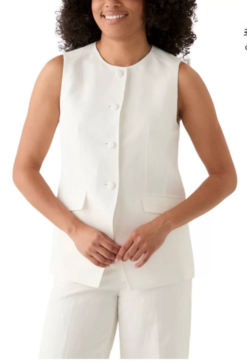 Calvin Klein Linen Blend Vest – Cream – Size 12 – NWT – $139