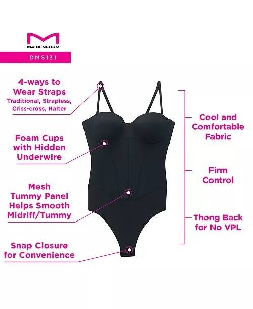 Maidenform Firm Control Multiway Shapewear Bodysuit, Thong Back, Size S