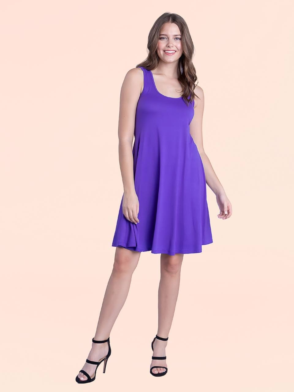 24Seven Women’s Sleeveless Fit & Flare Skater Dress Purple M NWT