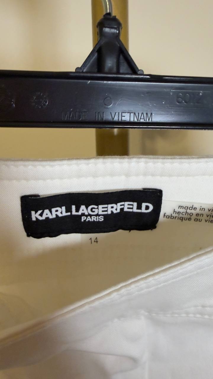 Karl Lagerfeld Paris Sailor Button Flare Leg Pant White 14 NWT $119