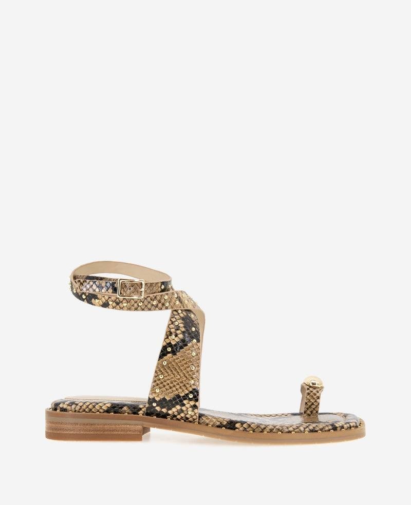 Kenneth Cole Raven Snake Print Studded Sandals 8M Leather Pre‑Owned w/ Box $129