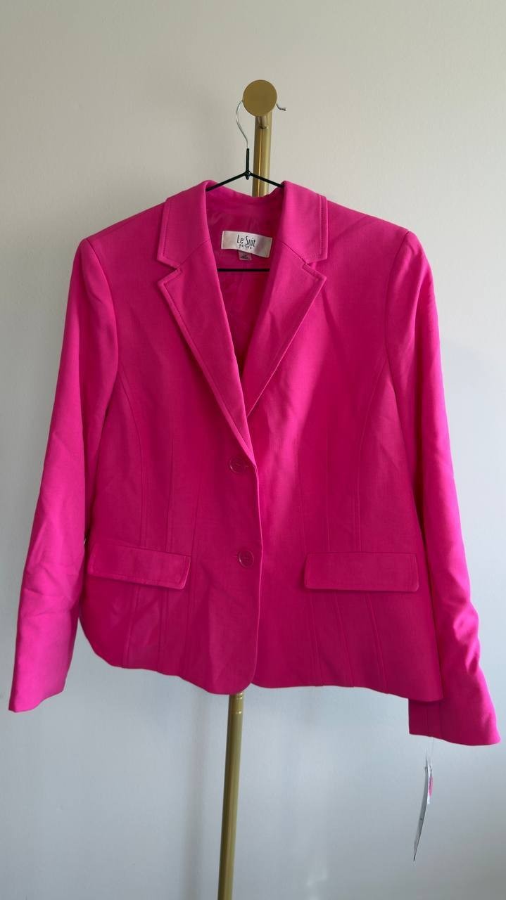 Le Suit Notch‑Lapel Mid‑Rise 2‑Piece Pantsuit 12P Lipstick NWT $235
