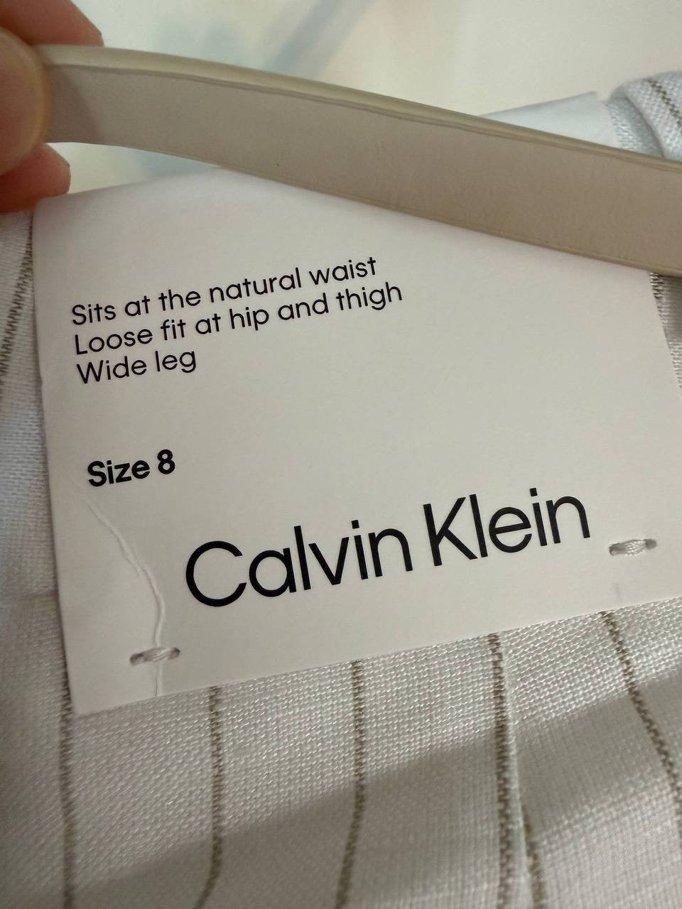 Calvin Klein Pinstriped Belted Pleated Pants – Size 8 – NWT – $119