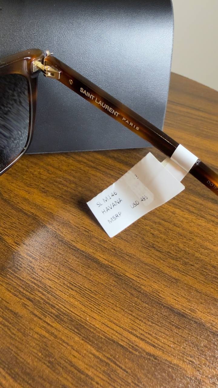 Saint  Laurent  SL  M146  003  Havana  Rectangular  Sunglasses  OS  NWT  $495  