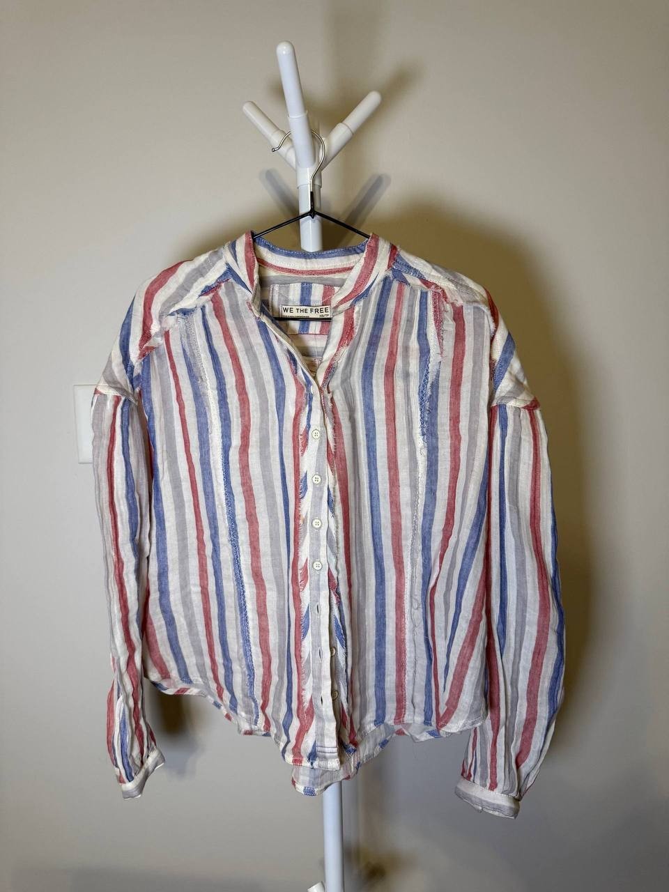 We The Free Valley Stripe Double Cloth Button‑Up Shirt – Ivory – S – NWT – $128