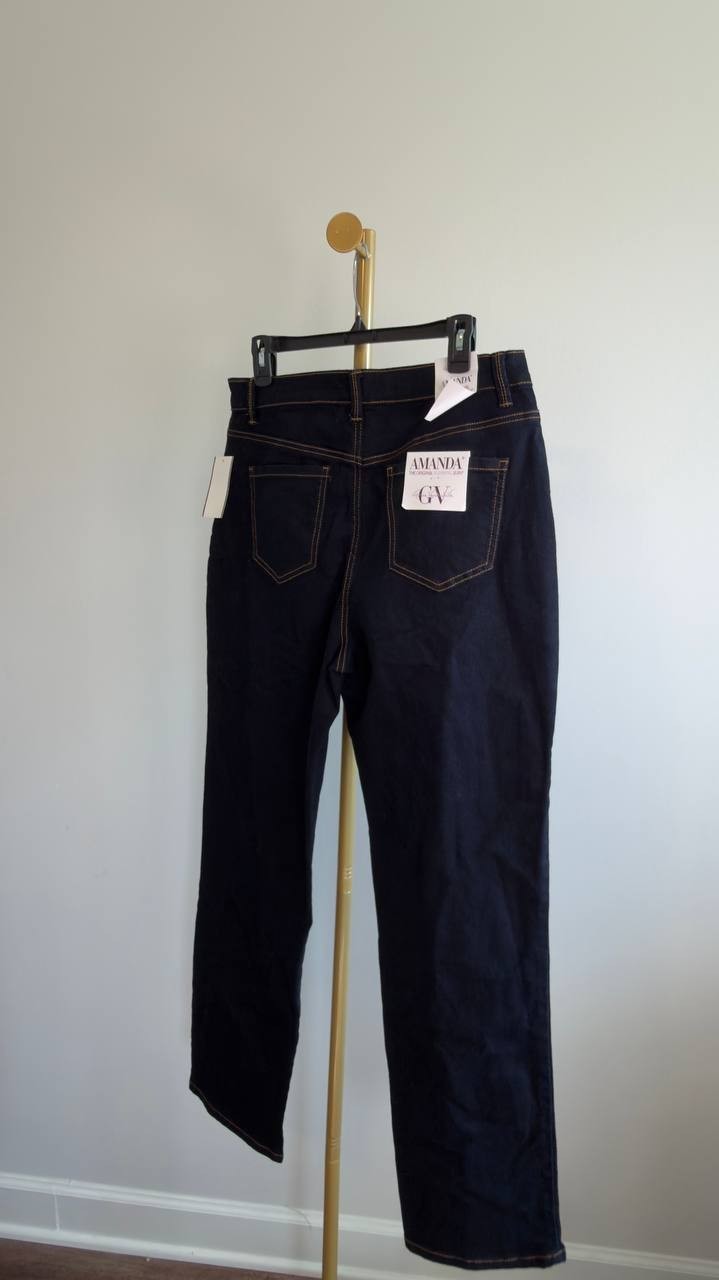Gloria Vanderbilt Amanda Classic Straight Jeans Rinse Noir 12 NWT $52