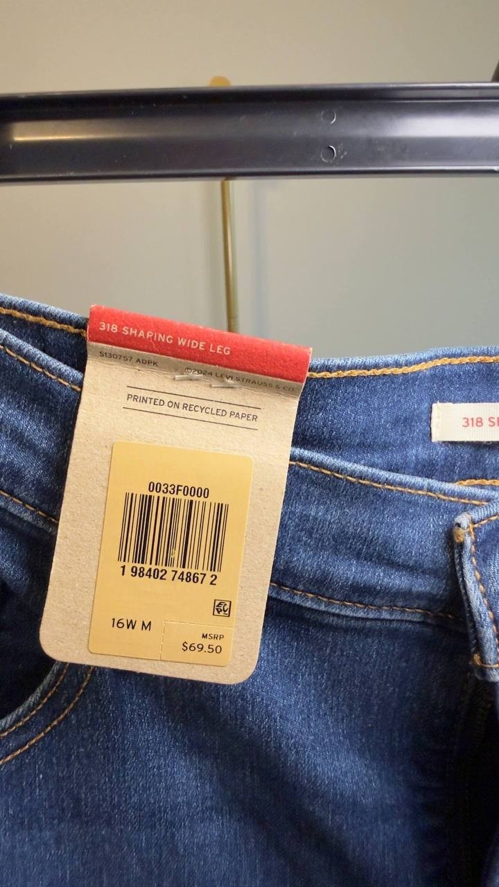 Levi’s 318 Shaping Wide Leg Jeans Plus Size Blue 16W NWT $69.50