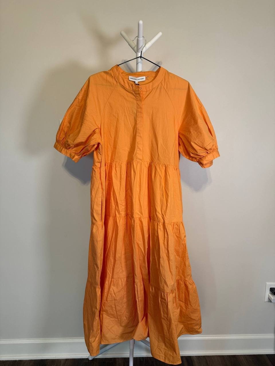 English Factory Puff Sleeve Tiered Midi Dress – Orange – Size L – NWT – $90