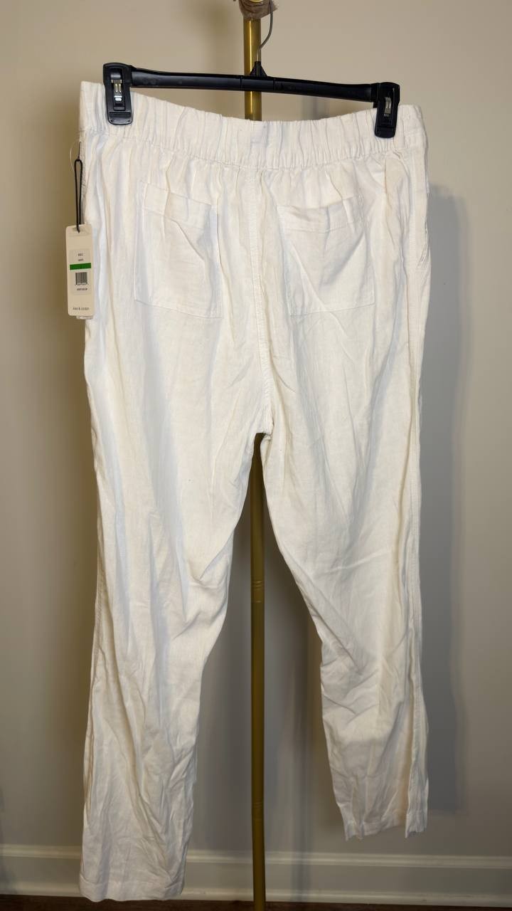 Alex & Jordan White Drawstring Relaxed Pants  White L NWT $49