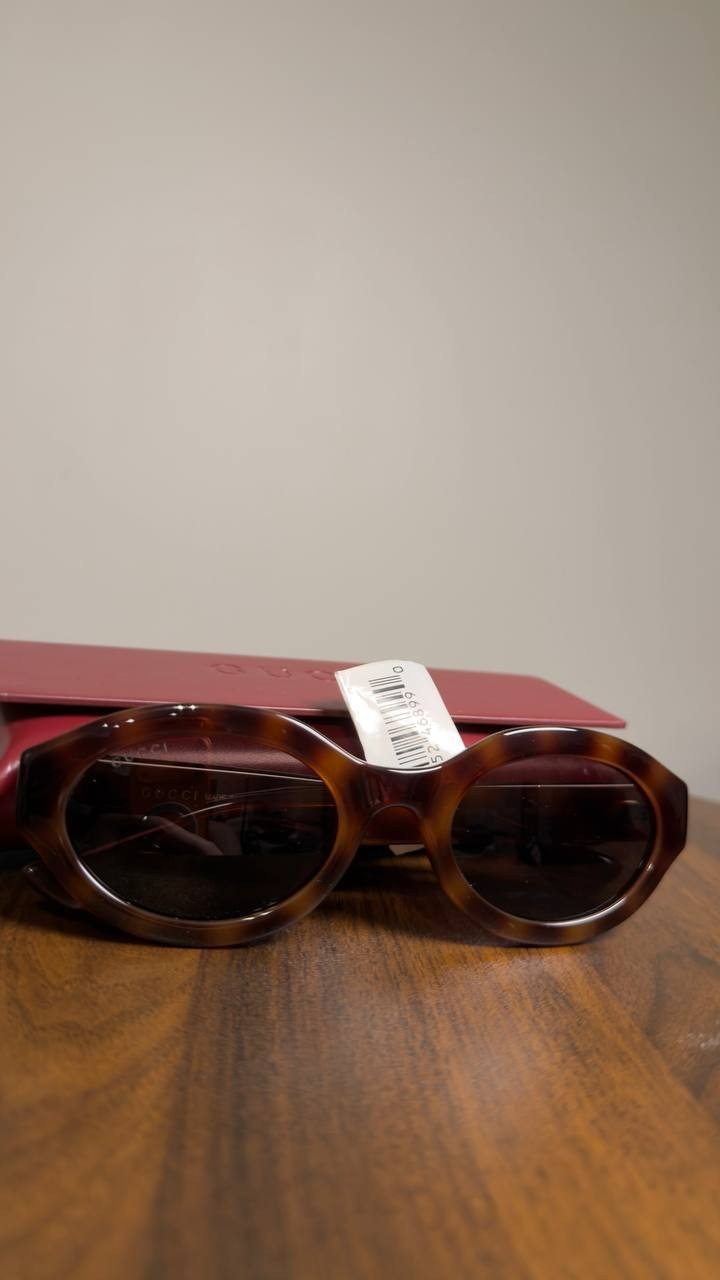 Gucci  Oval‑Frame  Sunglasses  Havana  OS  NWT  $295