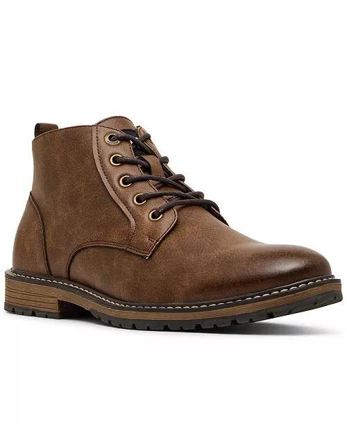 Madden Men Brown Leather Lace‑Up Boots 8M NIB MSRP $90