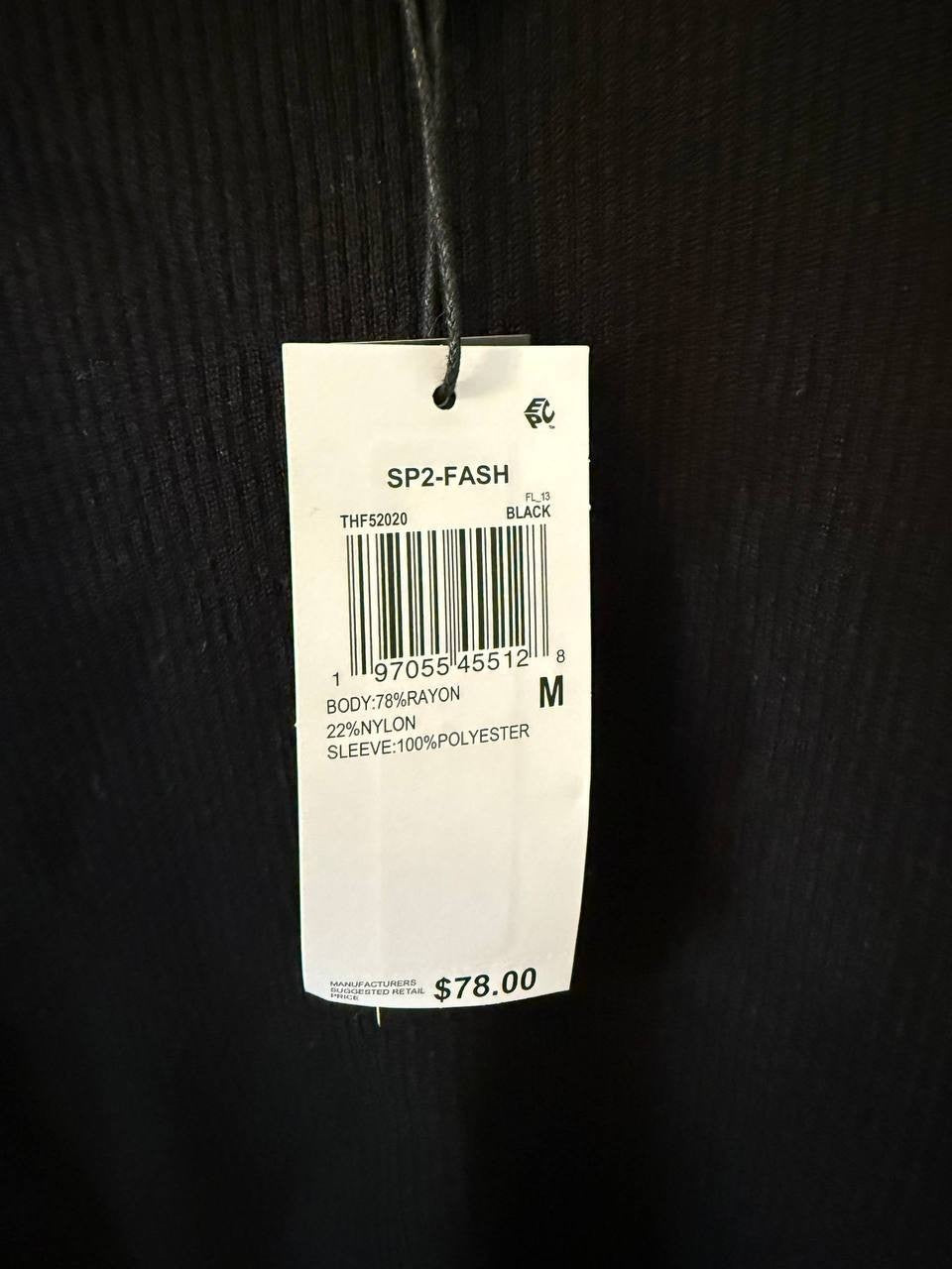 Tahari Puff‑Sleeve Ribbed Knit Top Black SizeM NWT Floral Sheer Sleeves msrp$78