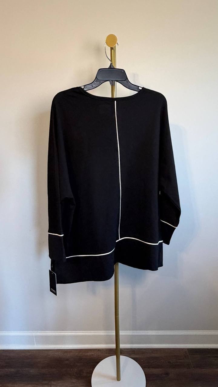 Jones New York Serenity Knit Tunic Top Black XL NWT $59.50
