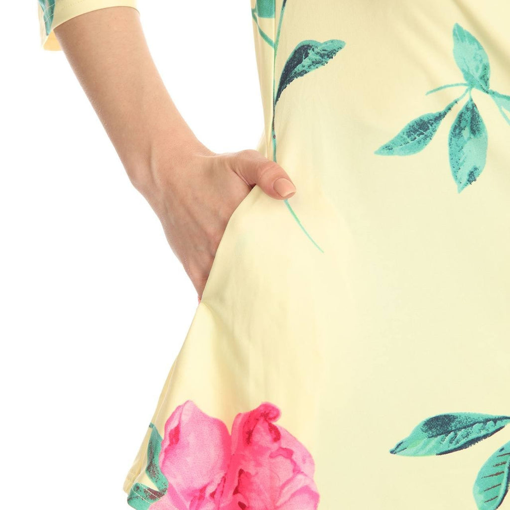 White Mark Women’s Floral Printed Cold Shoulder Tunic Yellow Pink XL NWT $68