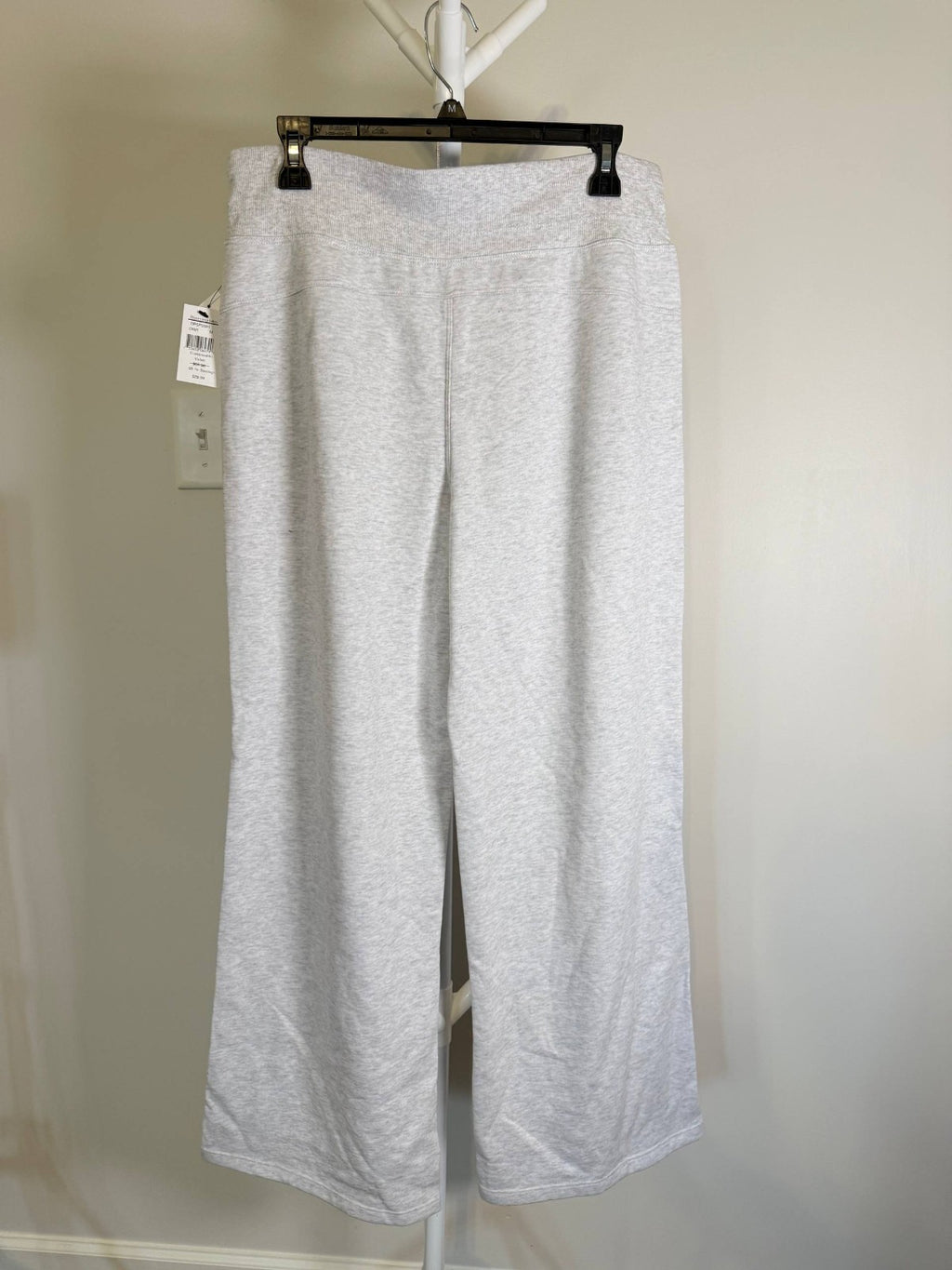 DKNY Sport Studded‑Logo Wide‑Leg Pants Optic Heather NWT M L XL MSRP $60