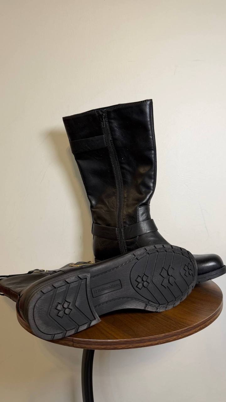 Naturalizer Leather Moto Buckle Boots Black Women’s 10W NWB