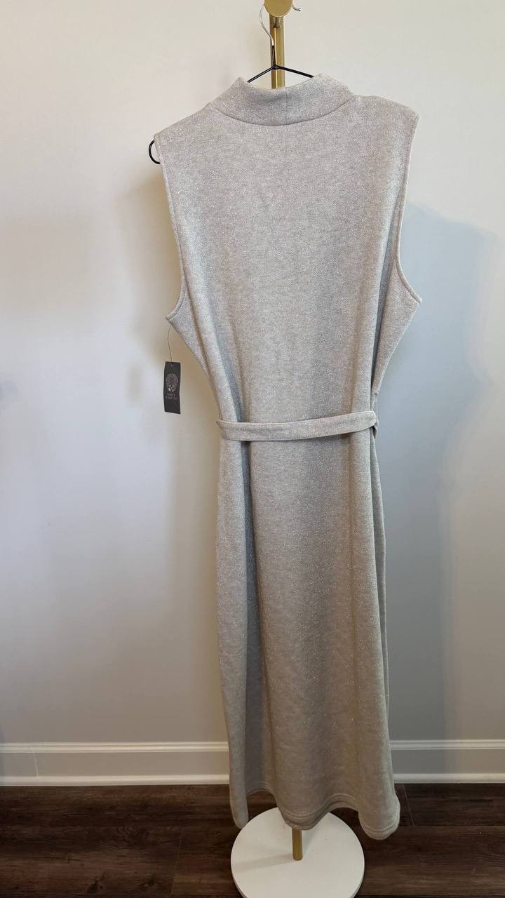Vince Camuto Tie Waist Sweater Midi Dress Beige Sleeveless SizeXL NWT$99(a snag)